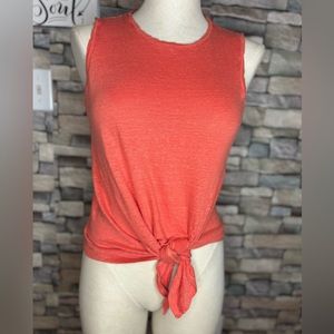 Banana Republic 100% linen coral tank top with front tie